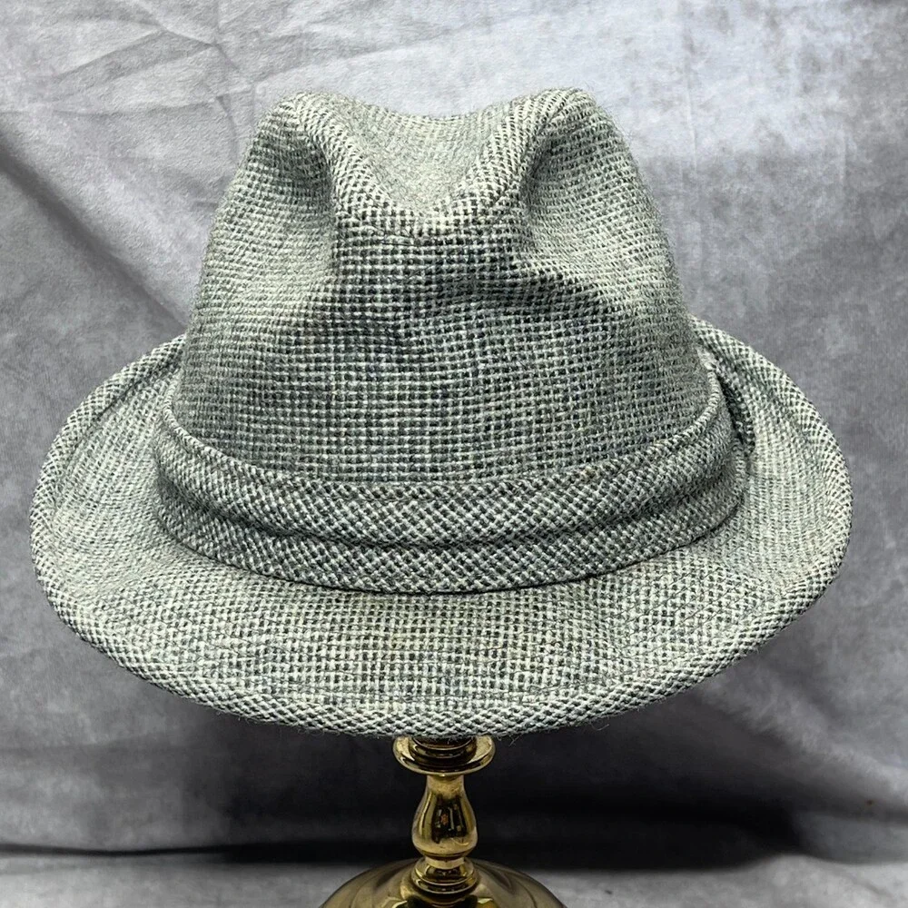 Vintage Resistol Fedora Hat Mens 7 3/8 Gray Wool Tweed Self-Conforming 1960s